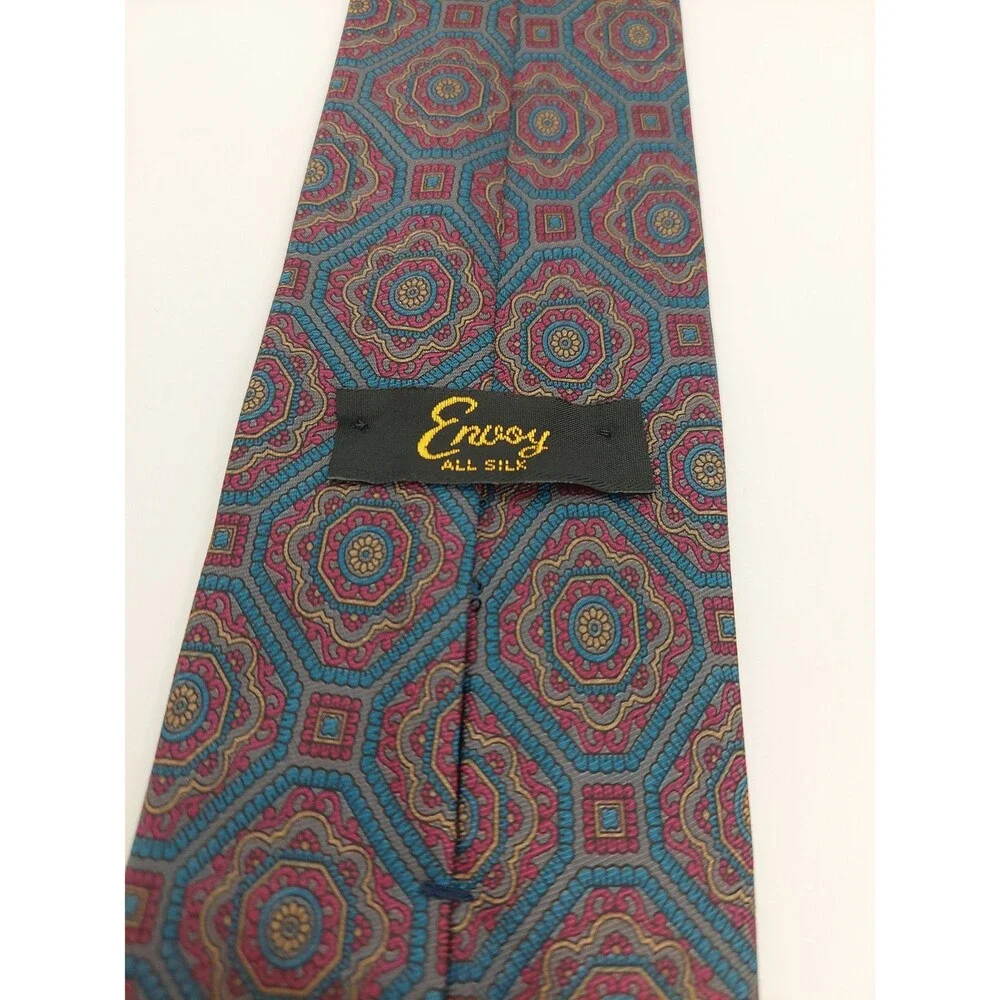 Envoy Men's Tie Flawed Blue Mosaic Pattern